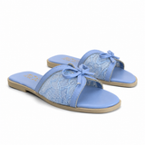 Slipper Flat Leather And  Dentelle With Bow SL-250