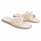 Slipper Flat Leather And  Dentelle With Bow SL-250