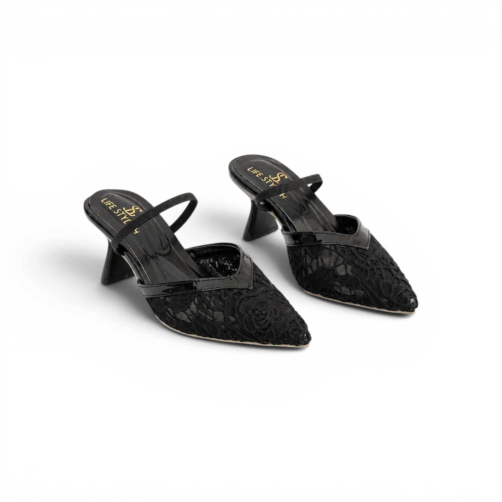 Shoes Heels Dentelle With Elastic F-624