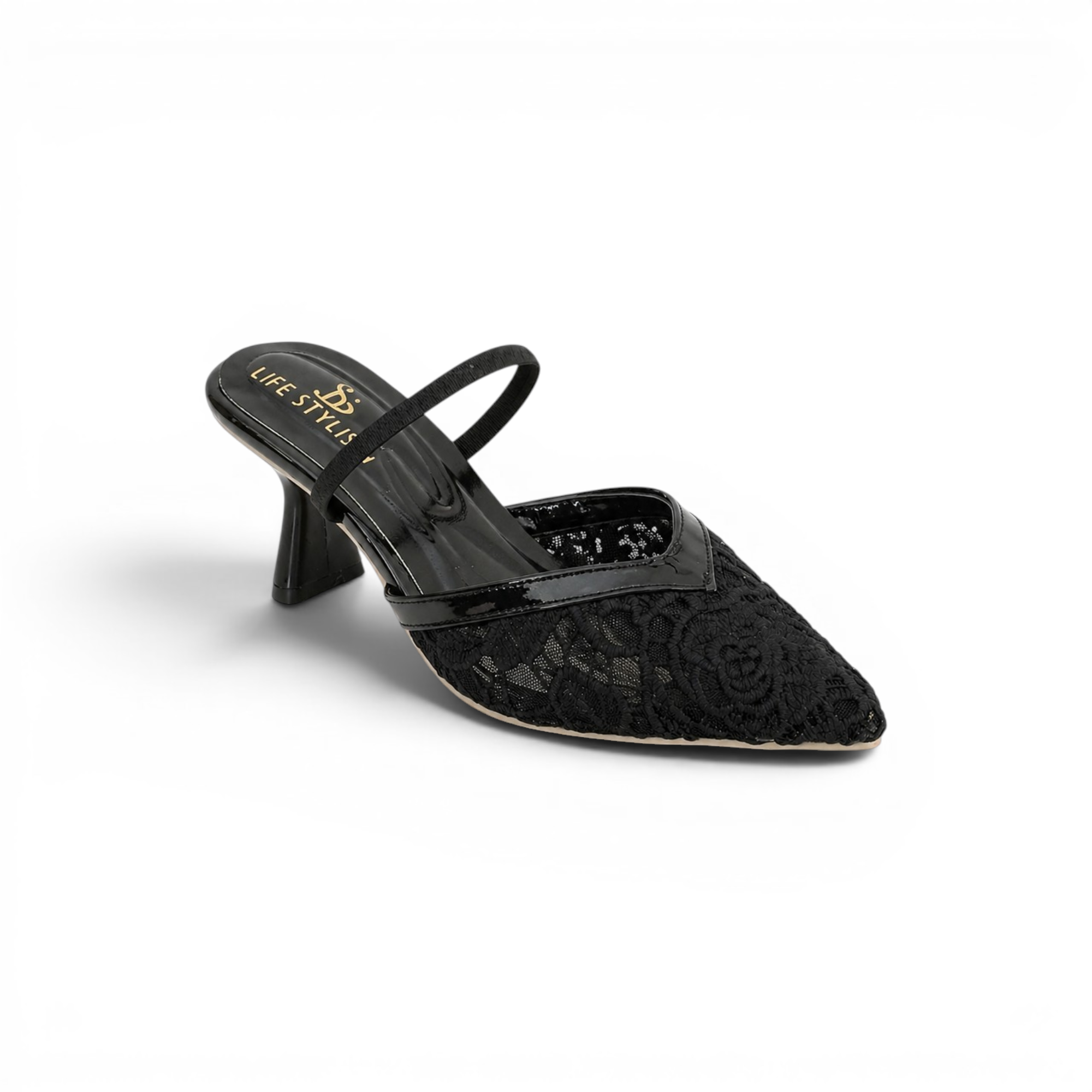 Shoes Heels Dentelle With Elastic F-624