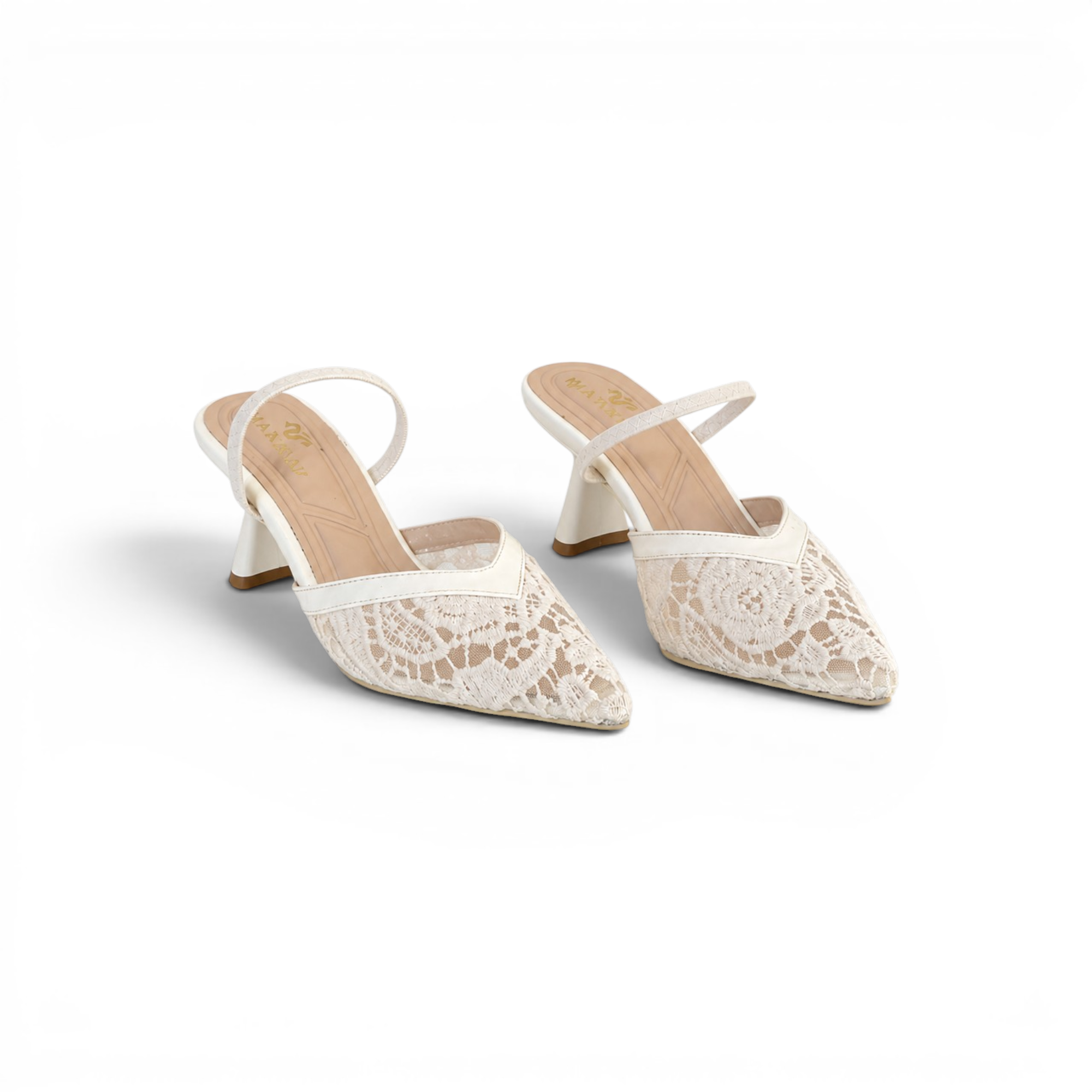 Shoes Heels Dentelle With Elastic F-624