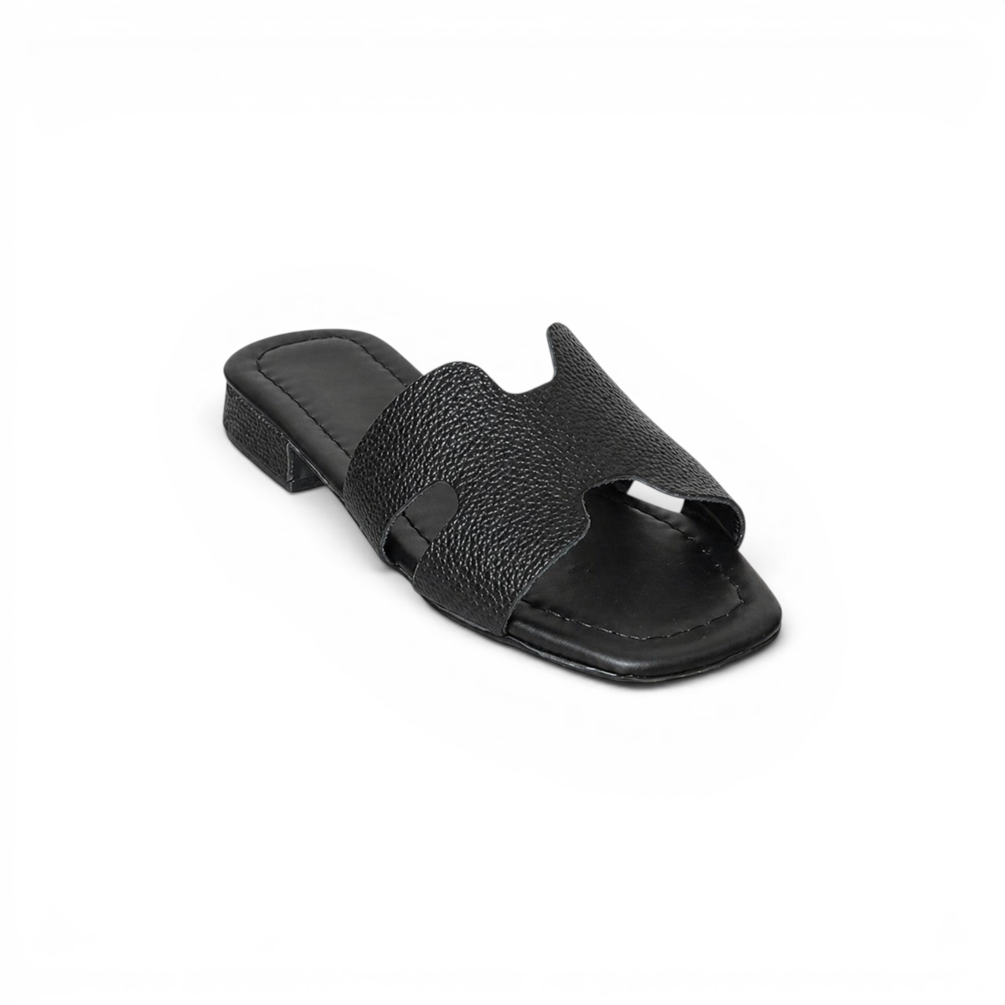 Slippers flat leather Stylish with the letter H - SL-230