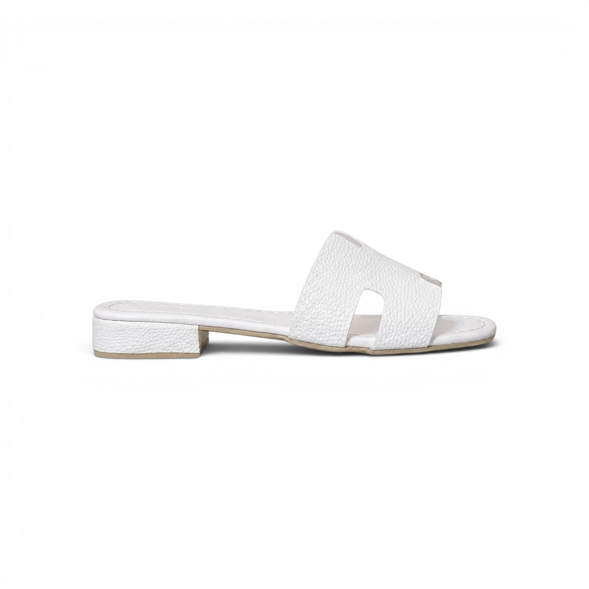 Slippers flat leather Stylish with the letter H - SL-230