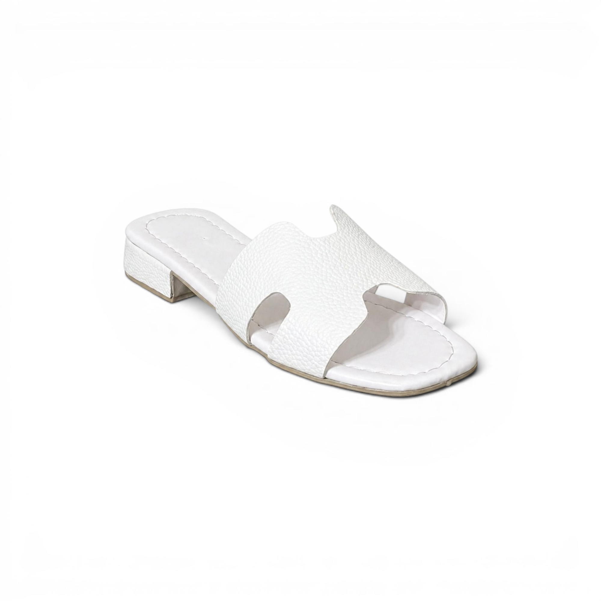 Slippers flat leather Stylish with the letter H - SL-230