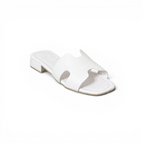 Slippers flat leather Stylish with the letter H - SL-230