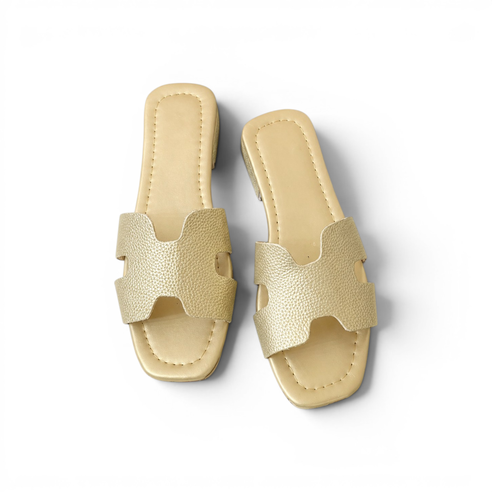 Slippers flat leather Stylish with the letter H - SL-230