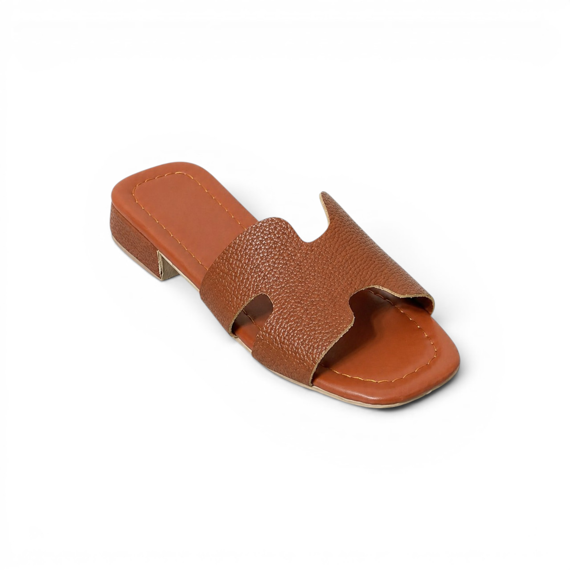 Slippers flat leather Stylish with the letter H - SL-230