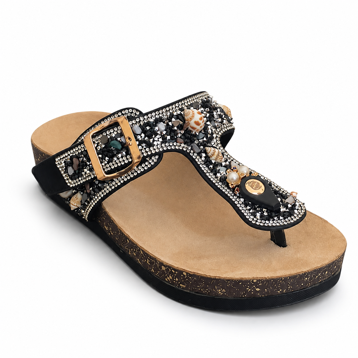 Slippers flat Casual with crystals SL-262