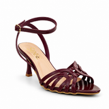 Sandal leather thin heel and overlapping strips SN-823