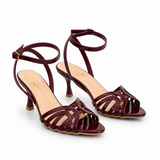 Sandal leather thin heel and overlapping strips SN-823