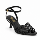 Sandal leather thin heel and overlapping strips SN-823