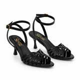 Sandal leather thin heel and overlapping strips SN-823