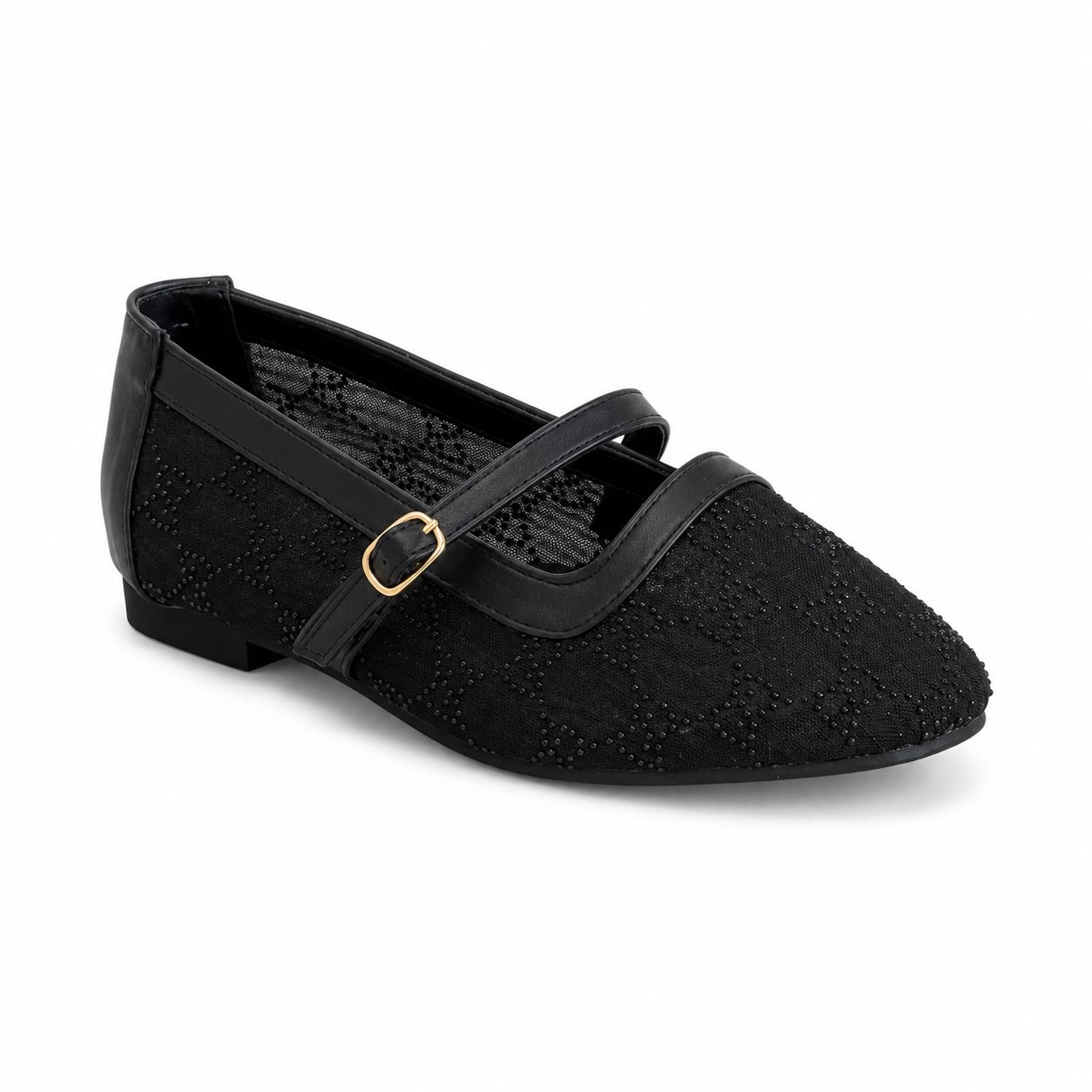 Ballerina Mesh With Leather Emroided With Buckle BF-818