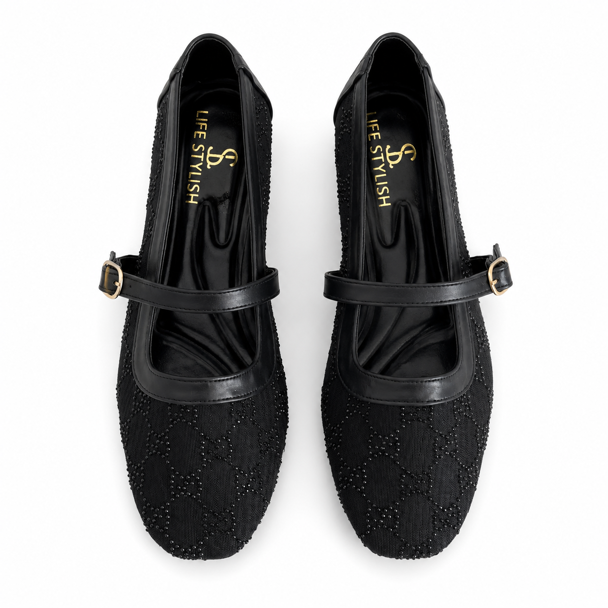 Ballerina Mesh With Leather Emroided With Buckle BF-818