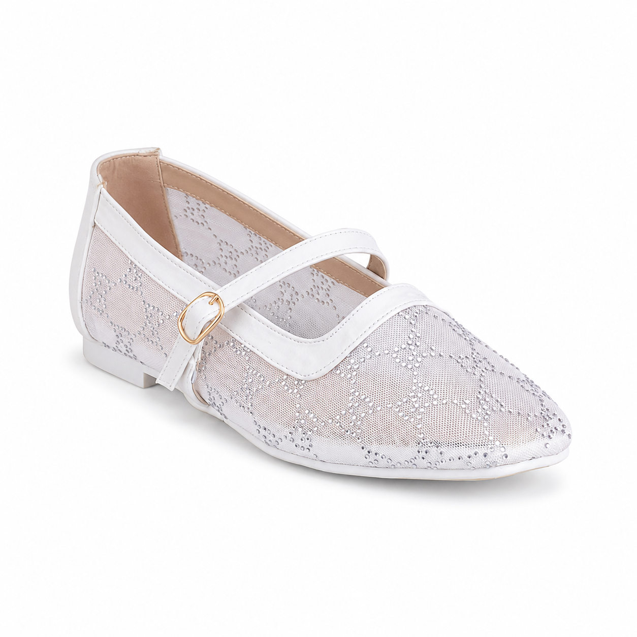 Ballerina Mesh With Leather Emroided With Buckle BF-818