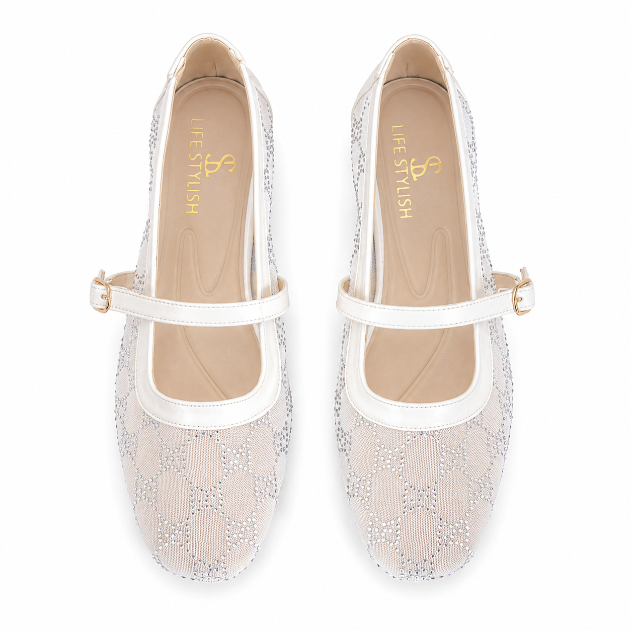 Ballerina Mesh With Leather Emroided With Buckle BF-818