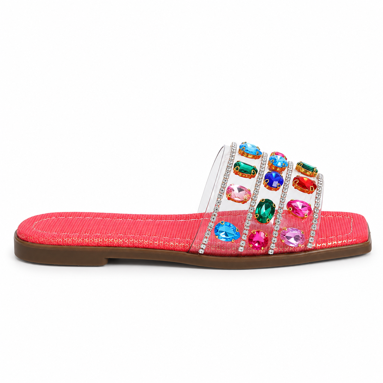 Slipper Flat Transparent Studded With Diamonds SL-256