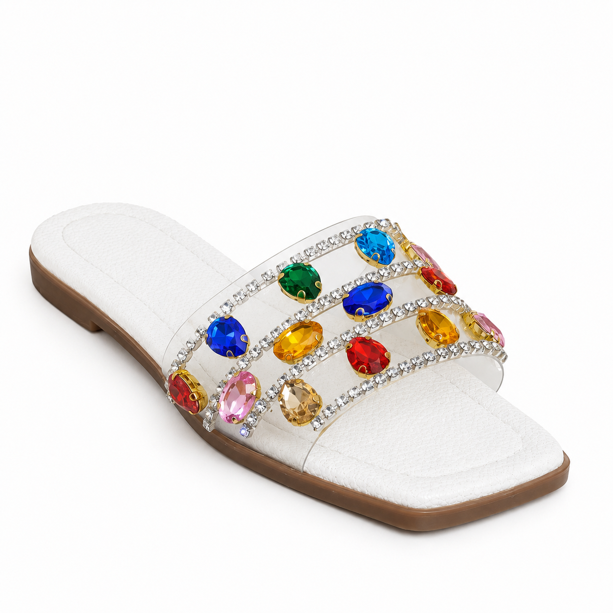 Slipper Flat Transparent Studded With Diamonds SL-256