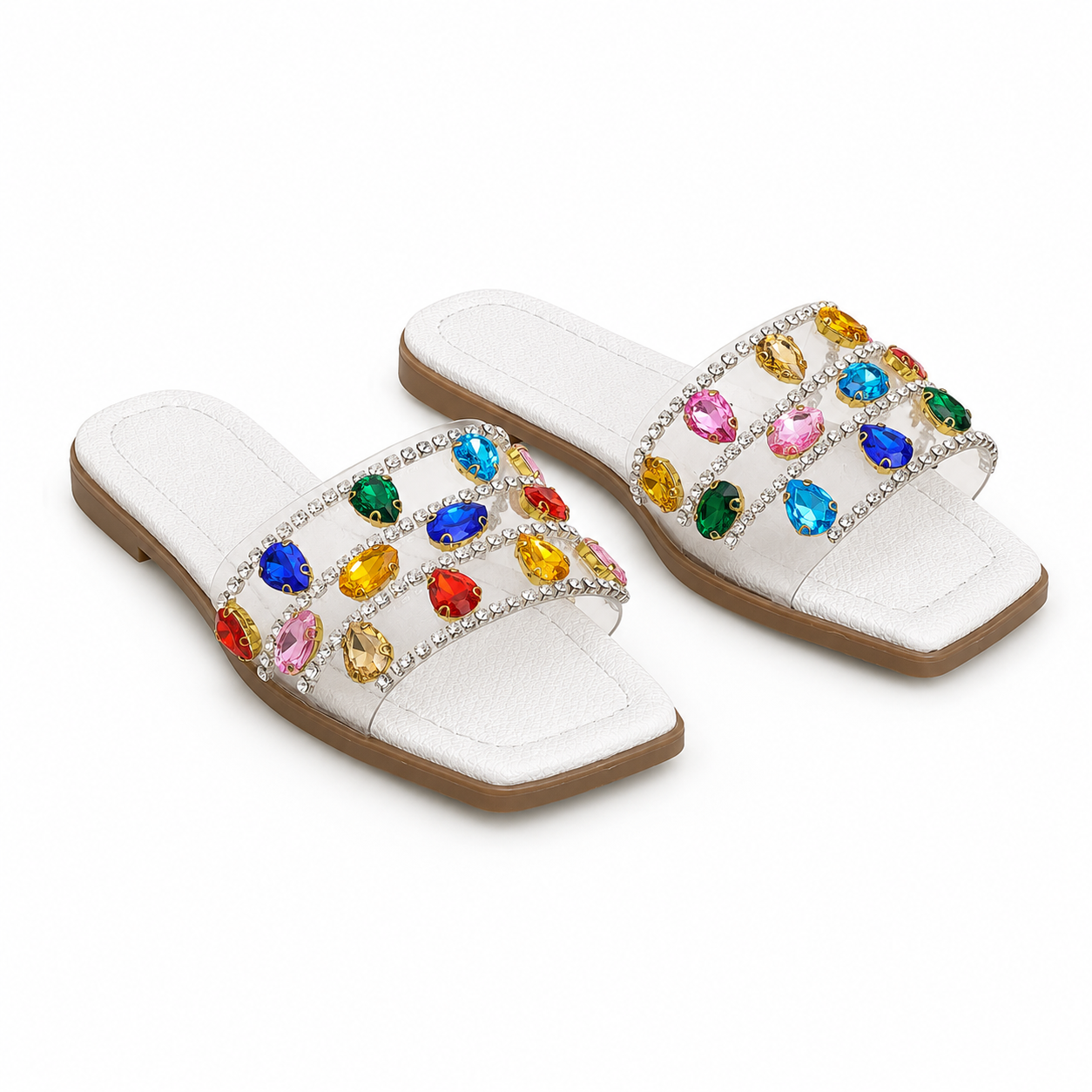 Slipper Flat Transparent Studded With Diamonds SL-256
