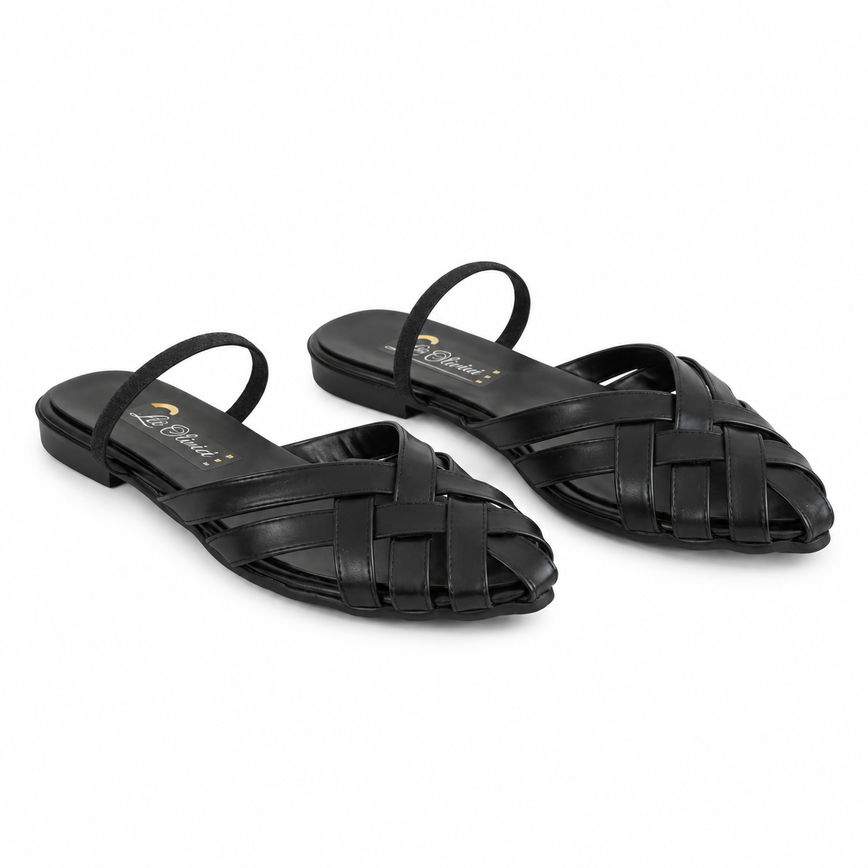Mules Flat Leather With Elastic Elegant SB-708