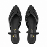 Mules Flat Leather With Elastic Elegant SB-708