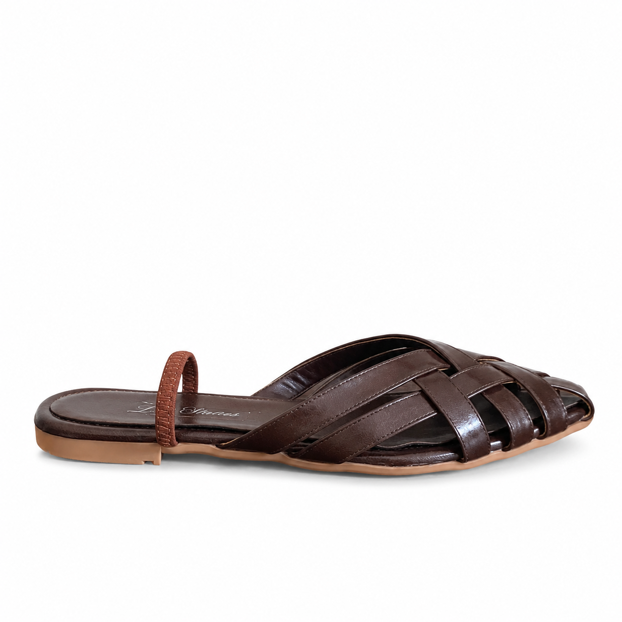 Mules Flat Leather With Elastic Elegant SB-708