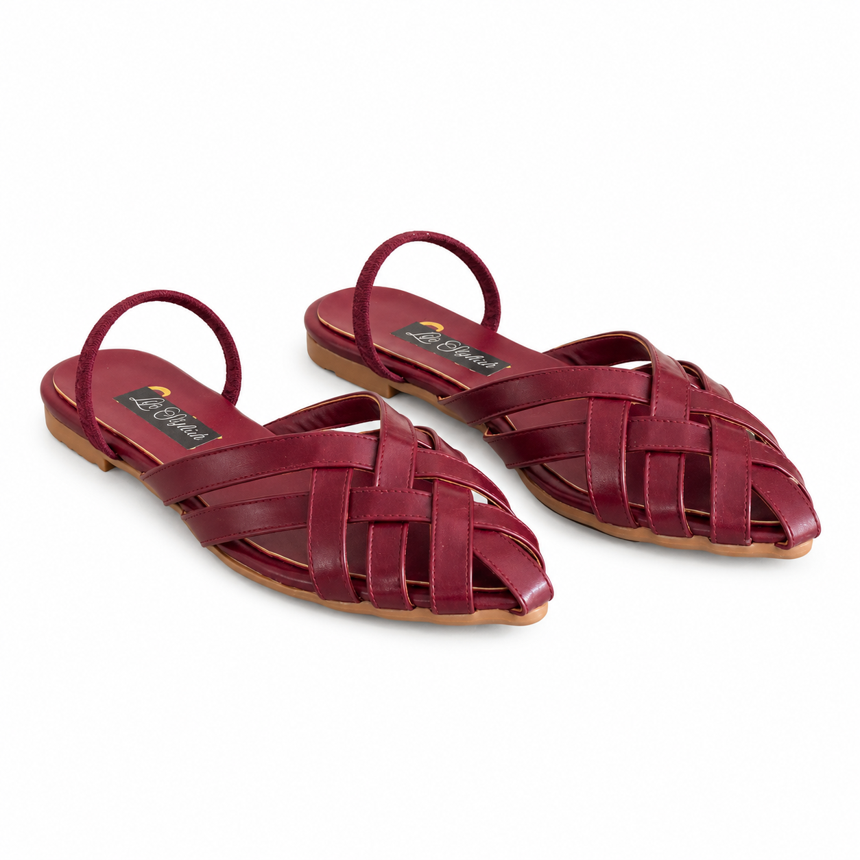 Mules Flat Leather With Elastic Elegant SB-708