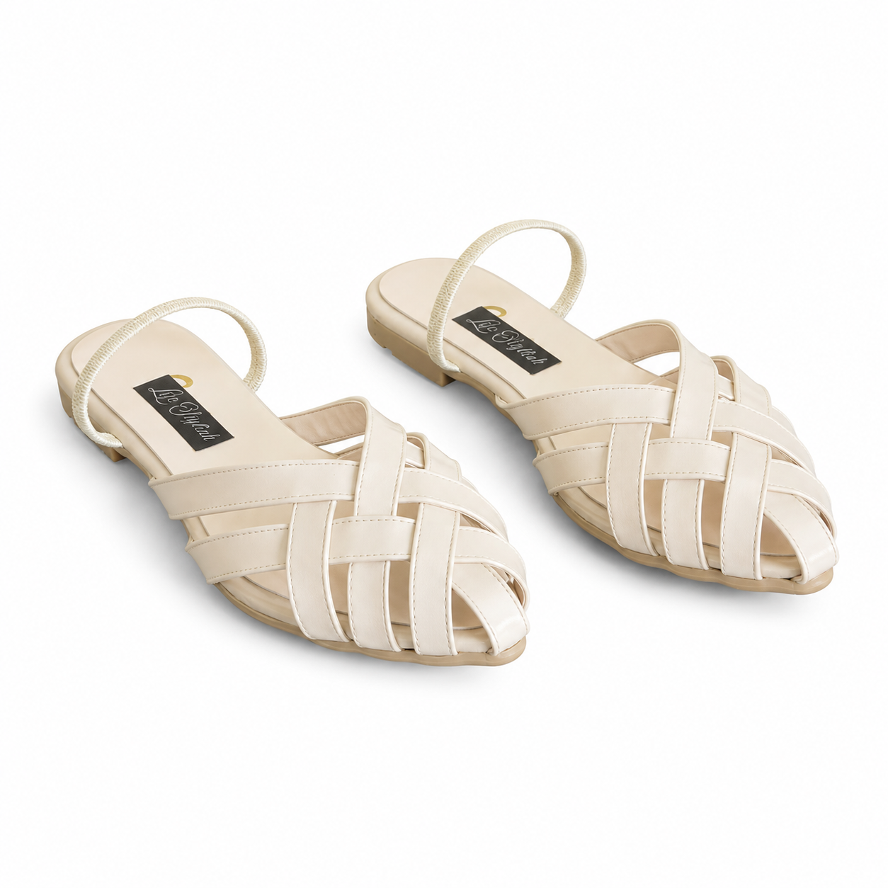Mules Flat Leather With Elastic Elegant SB-708