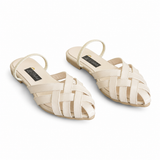 Mules Flat Leather With Elastic Elegant SB-708