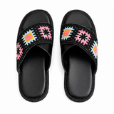 Slipper Flat Leather And Decorated Fabric SL-257