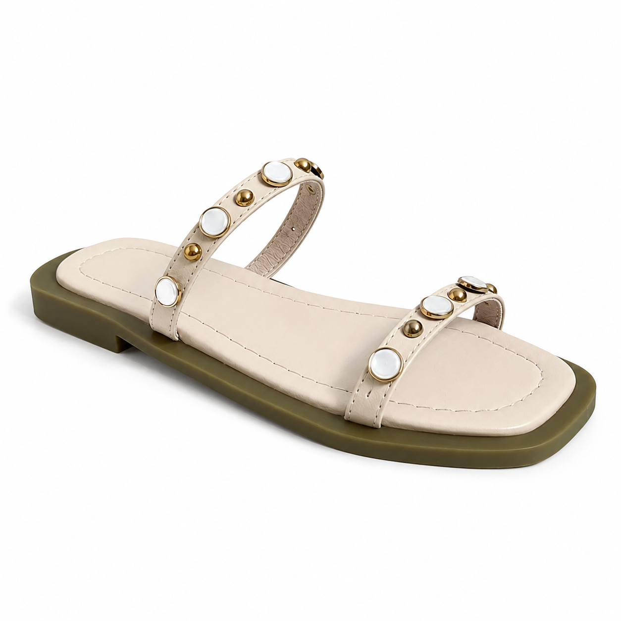 Slipper Flat Leather With Two Strape And Accessories SL-258