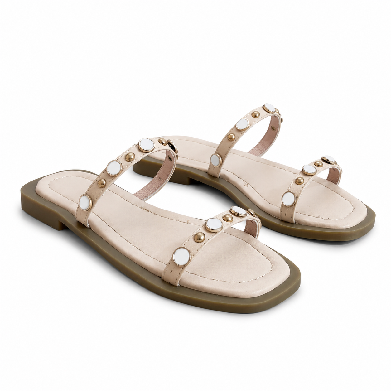 Slipper Flat Leather With Two Strape And Accessories SL-258