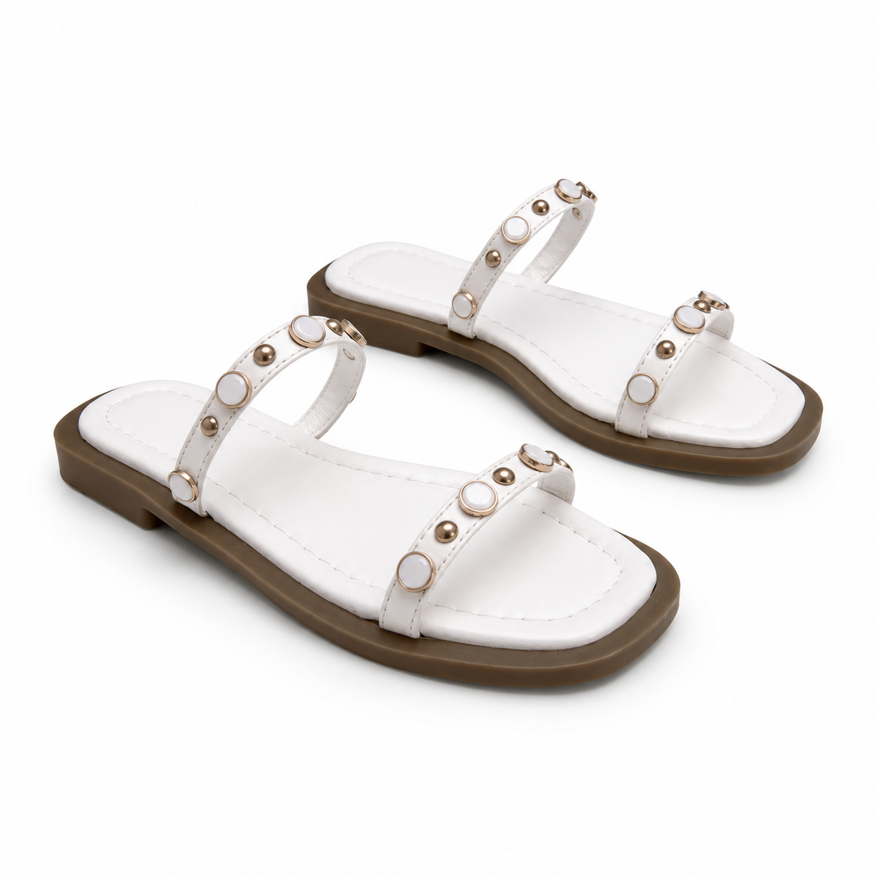 Slipper Flat Leather With Two Strape And Accessories SL-258
