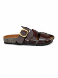 Slippers Flat Leather Glossy With Many Strap SL-246