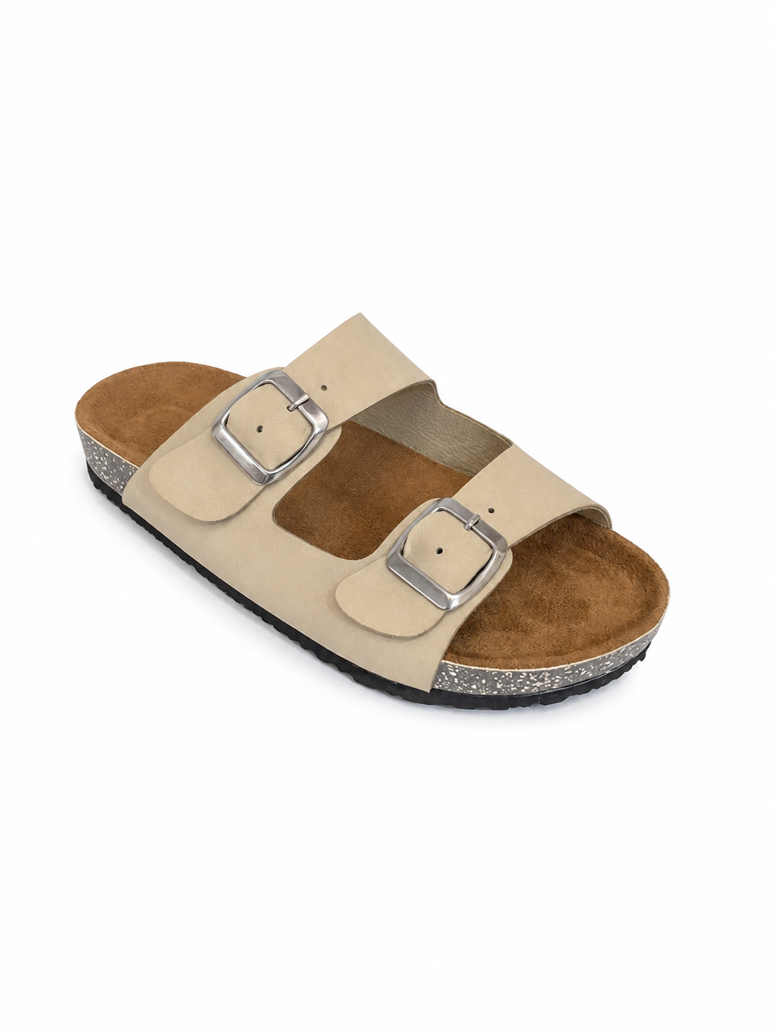 Slippers Flat leather Matte With Double Strape Buckles SL-245