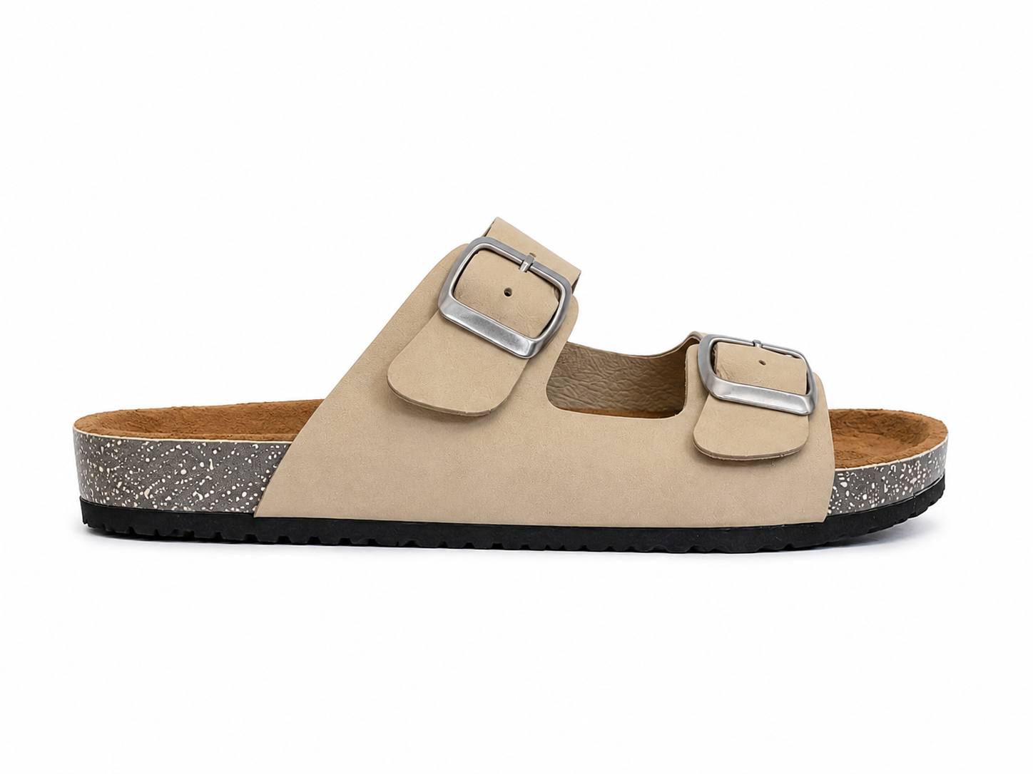Slippers Flat leather Matte With Double Strape Buckles SL-245