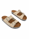 Slippers Flat leather Matte With Double Strape Buckles SL-245