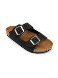Slippers Flat leather Matte With Double Strape Buckles SL-245