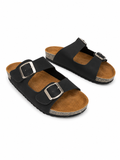 Slippers Flat leather Matte With Double Strape Buckles SL-245