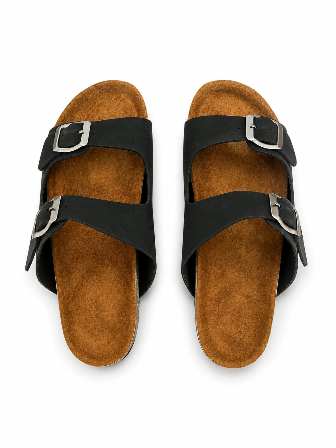 Slippers Flat leather Matte With Double Strape Buckles SL-245