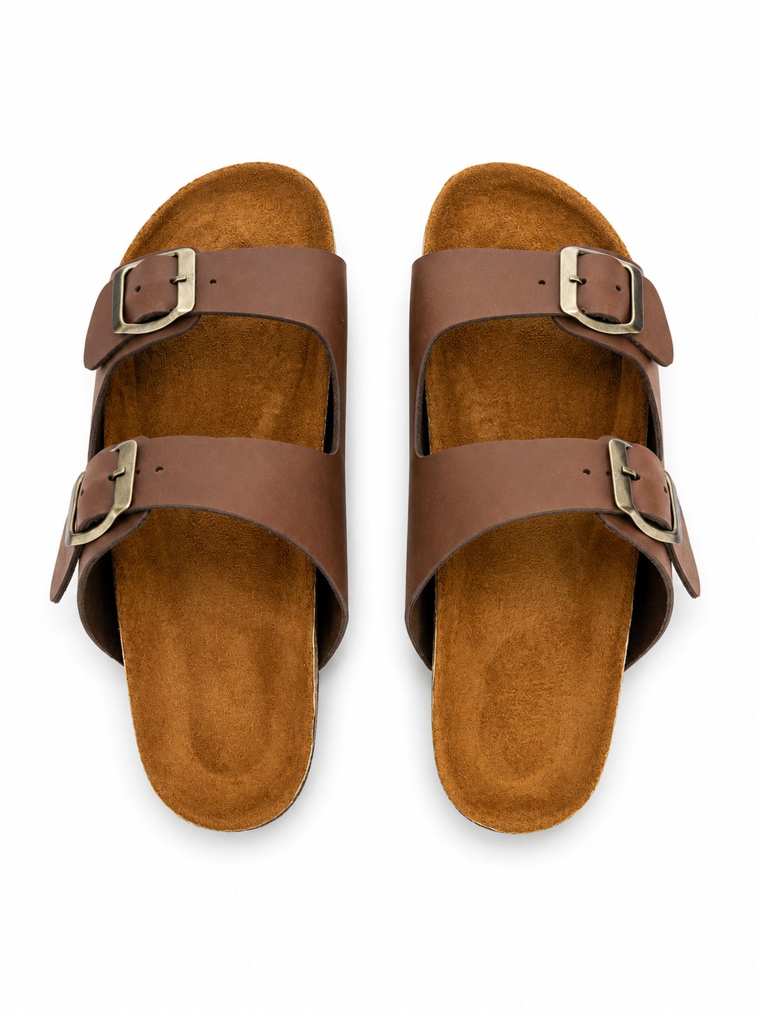 Slippers Flat leather Matte With Double Strape Buckles SL-245