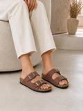 Slippers Flat leather Matte With Double Strape Buckles SL-245
