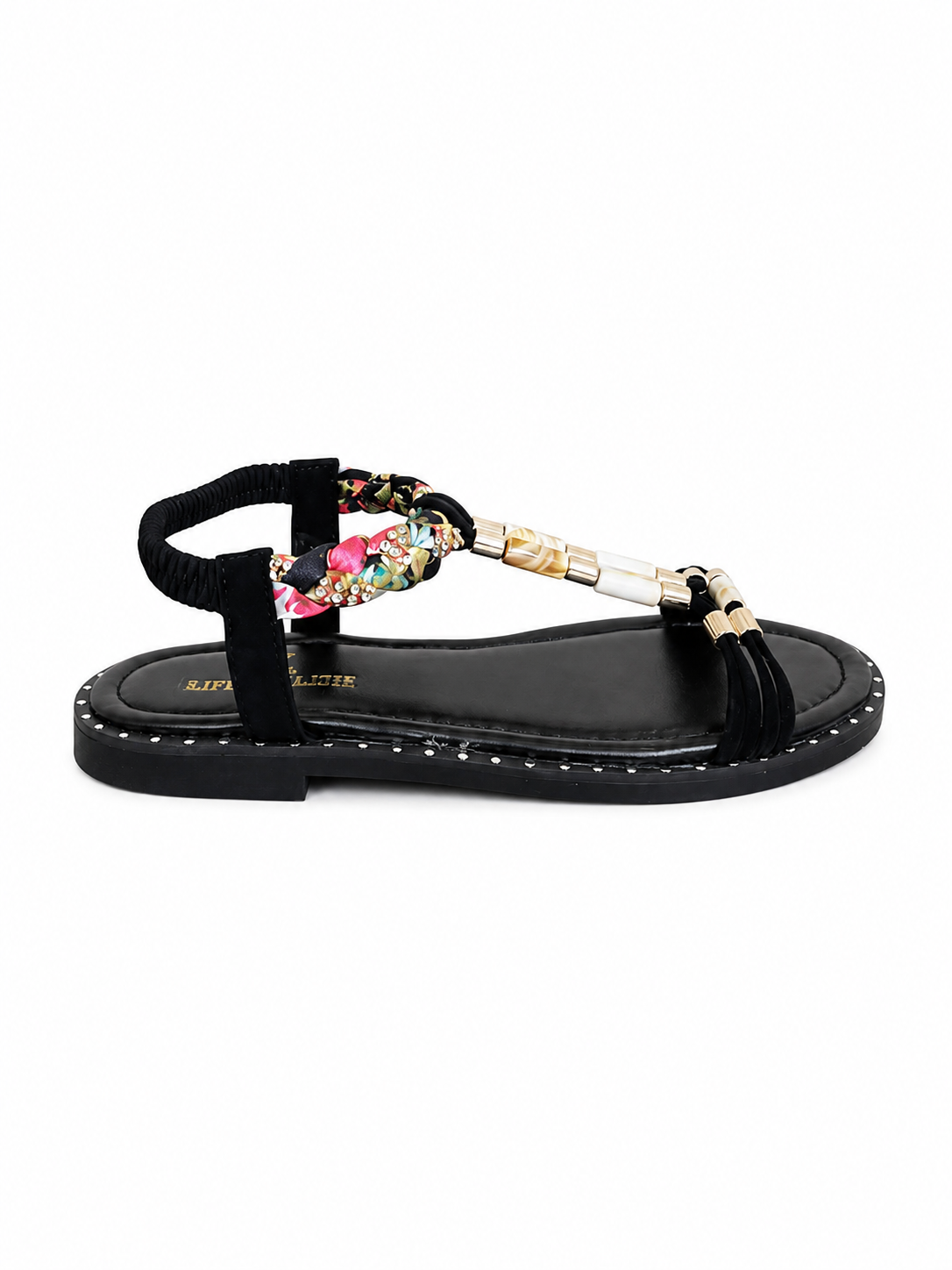 Sandal Flat Leather Embroidered SF-68