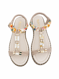 Sandal Flat Leather Embroidered SF-68