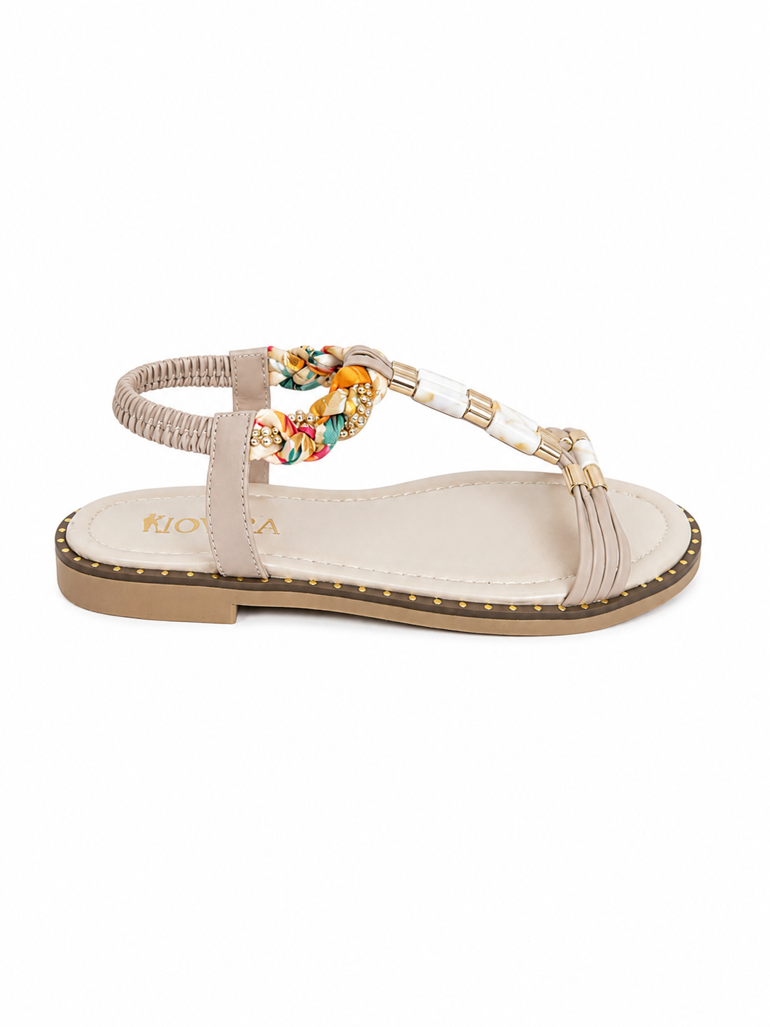 Sandal Flat Leather Embroidered SF-68