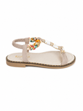 Sandal Flat Leather Embroidered SF-68