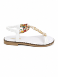 Sandal Flat Leather Embroidered SF-68