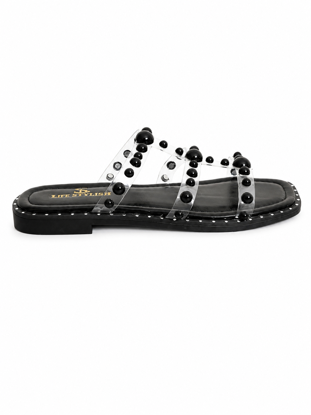 Slipper Flat Transparent Embroidered SL-247