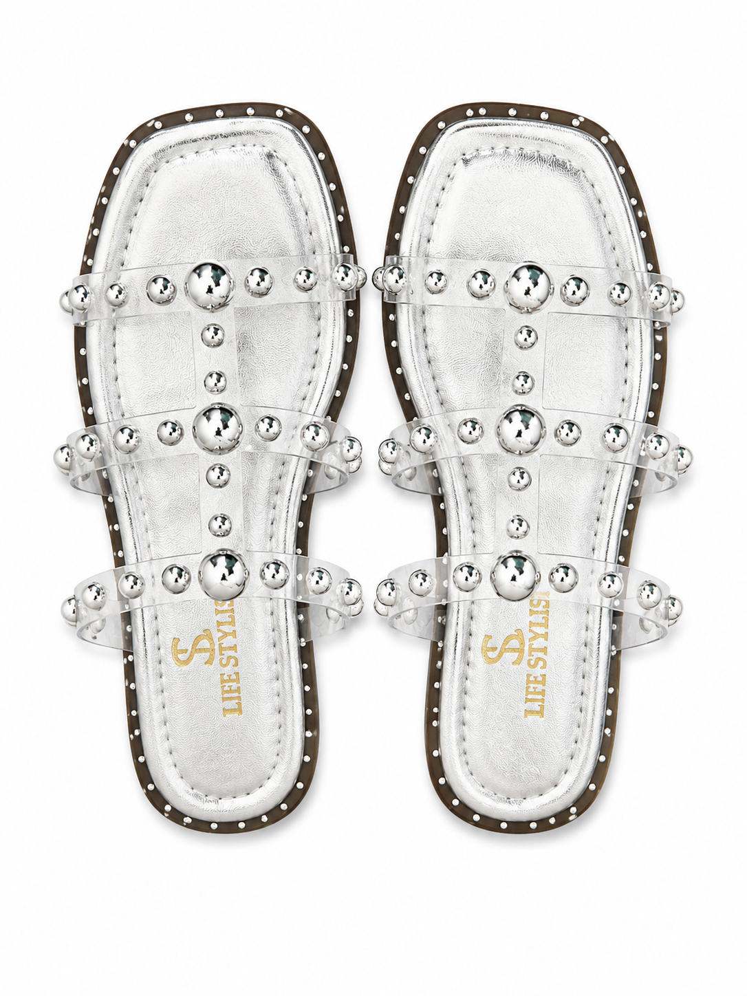 Slipper Flat Transparent Embroidered SL-247