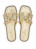 Slipper Flat  Leather Embroidered Letter H  SL-249
